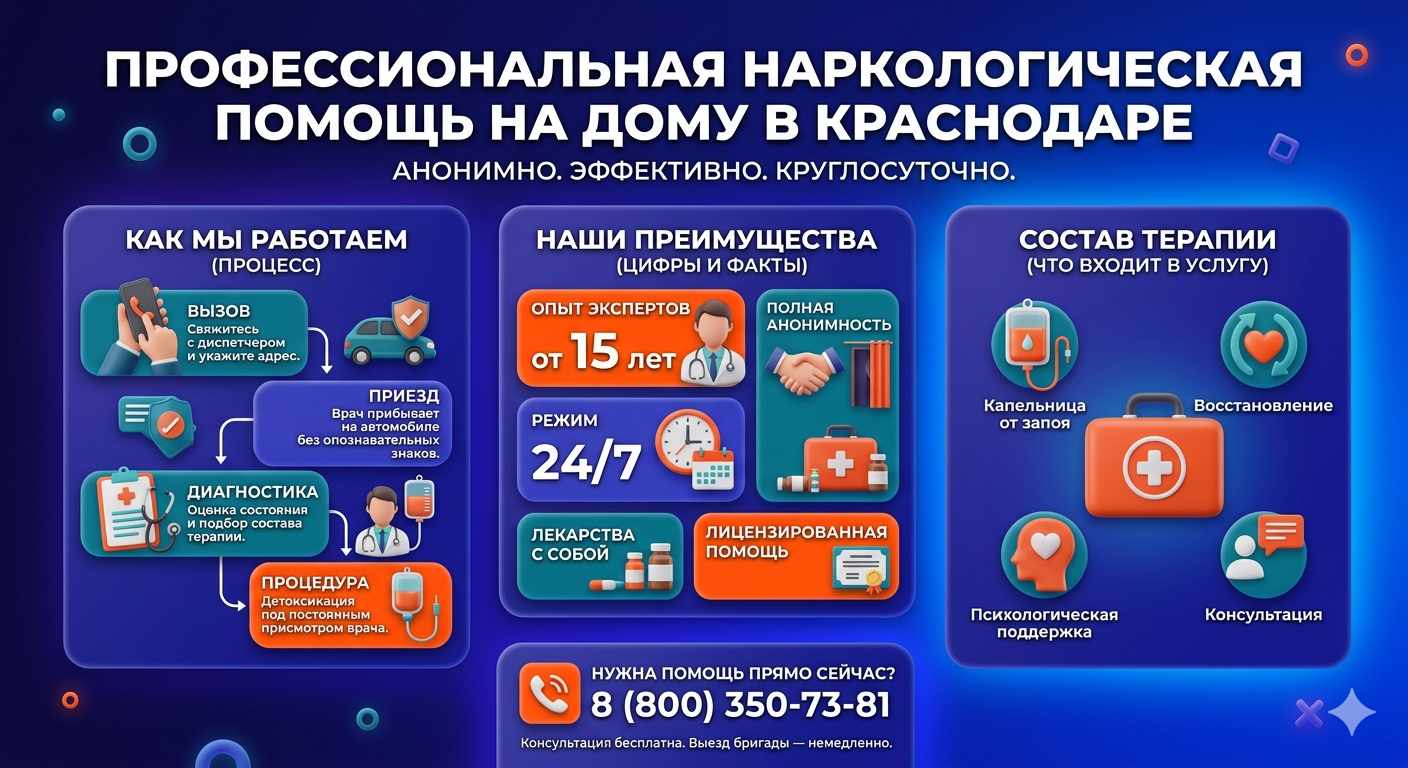 Инфографика о принципах лечения алкоголизма на дому в Нерчинске: этапы вызова нарколога, преимущества анонимной детоксикации и состав медицинской помощи.